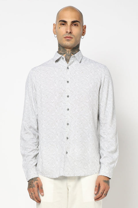 LIGHT GREY FLORAL PRINTED SHIRT-Shirt - 241129798
