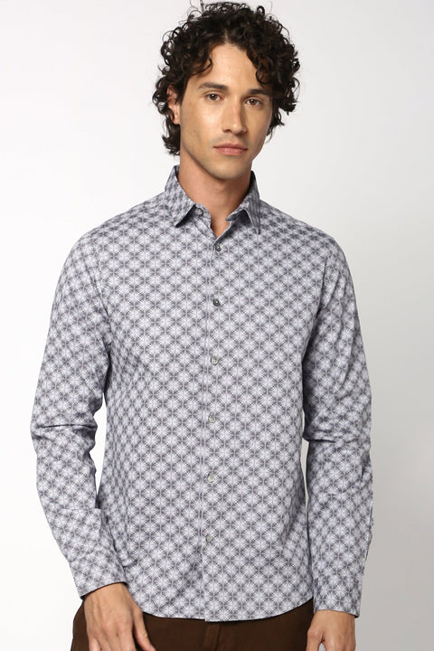Light Grey Over All Printed Shirt - Shirt - 241129708