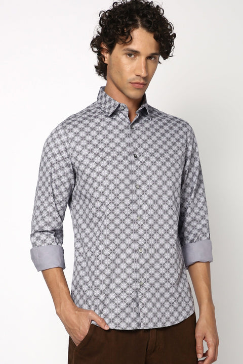 Light Grey Over All Printed Shirt - Shirt - 241129708