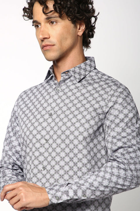 Light Grey Over All Printed Shirt - Shirt - 241129708