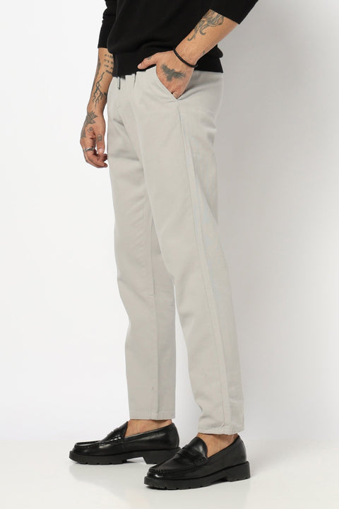 LIGHT GREY PLEATED REALXED FIT TROUSER - Trousers - 250740546