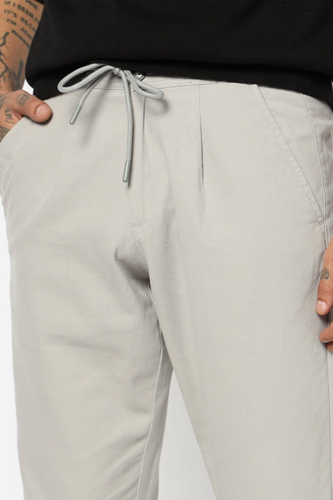 LIGHT GREY PLEATED REALXED FIT TROUSER - Trousers - 250740546