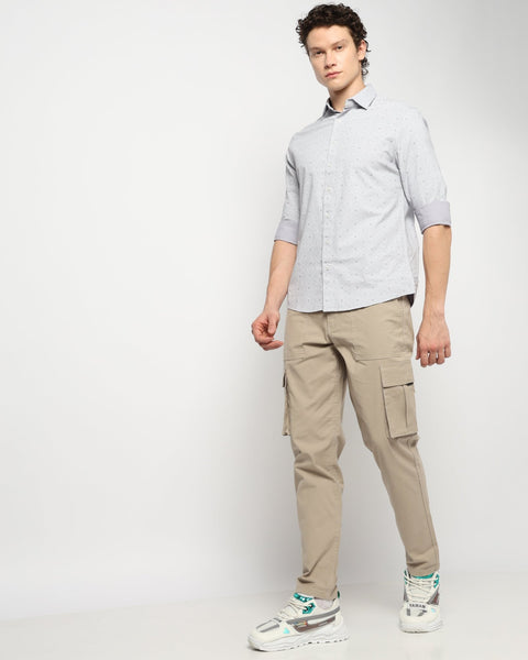 LIGHT GREY PRINT TAILORED MENS SHIRT-Shirt - 240728397