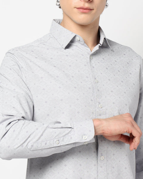 LIGHT GREY PRINT TAILORED MENS SHIRT-Shirt - 240728397