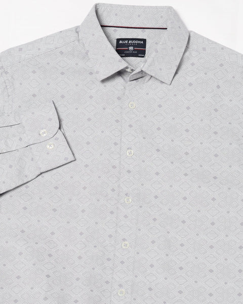 LIGHT GREY PRINT TAILORED MENS SHIRT-Shirt - 240728397