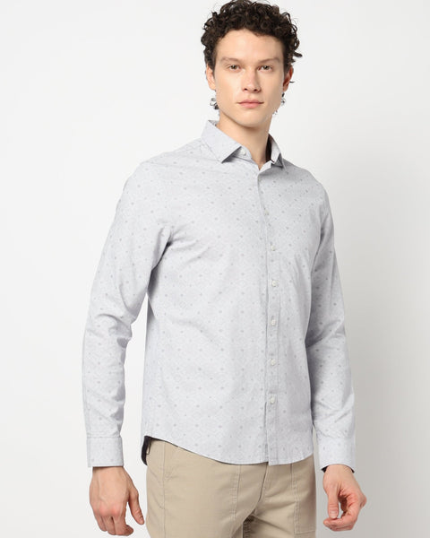 LIGHT GREY PRINT TAILORED MENS SHIRT-Shirt - 240728397