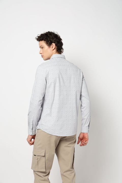 LIGHT GREY PRINT TAILORED MENS SHIRT-Shirt - 240728397
