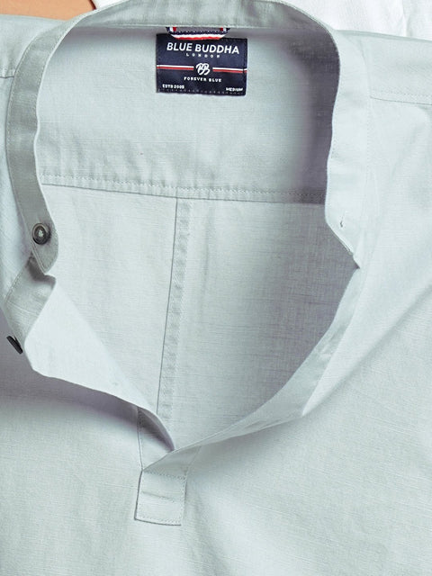 Light Grey Solid Cotton Shirt Kurta - Kurta - 240126593