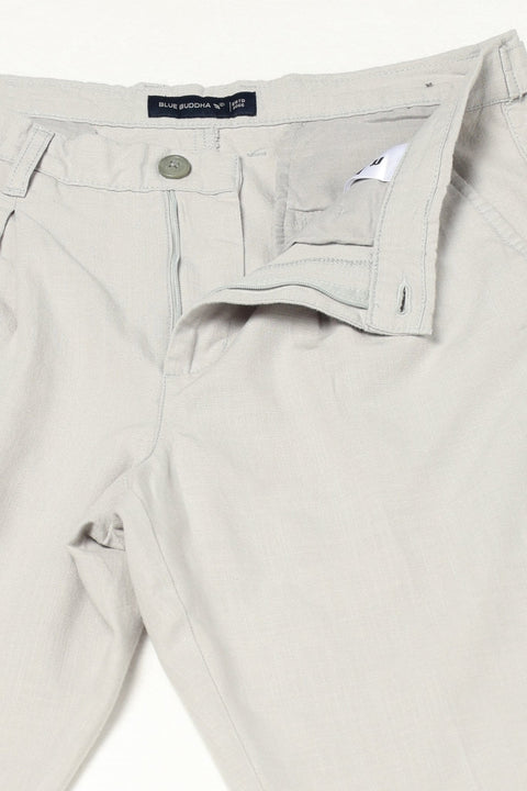 LIGHT GREY TRAVELLER FIT LINEN TROUSER - Trousers - 250740730