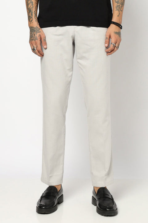 LIGHT GREY TRAVELLER FIT LINEN TROUSER - Trousers - 250740730