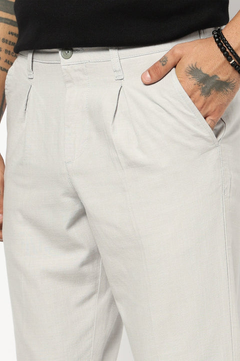 LIGHT GREY TRAVELLER FIT LINEN TROUSER - Trousers - 250740730