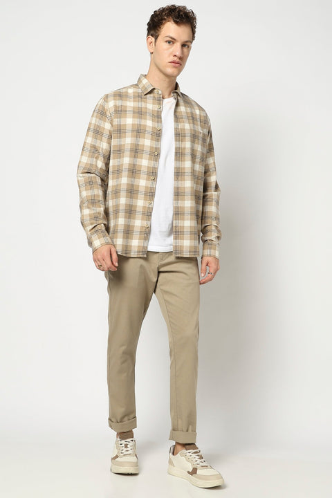 Light Khakhi Checkered Shirt - Shirts - 250531168