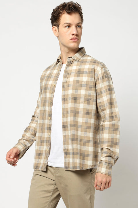 Light Khakhi Checkered Shirt - Shirts - 250531168