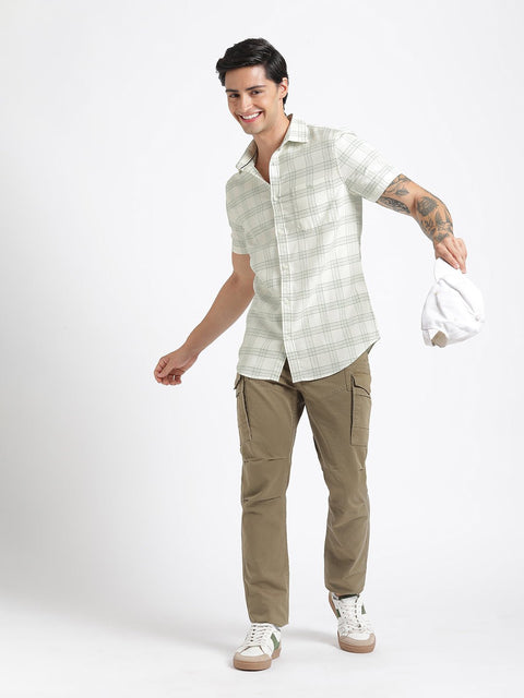 Light Mint Checks Cotton Shirt - Shirt - 240527820