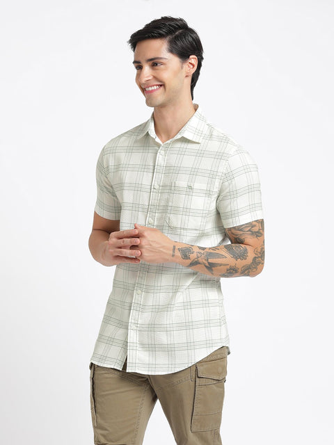 Light Mint Checks Cotton Shirt - Shirt - 240527820