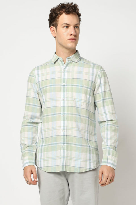 Light Mint Cotton Blend Shirt - Shirts - 250431113
