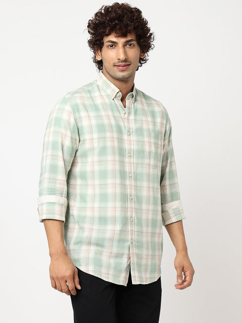 Light Mint Plaid Cotton Shirt - Shirt - 230424667