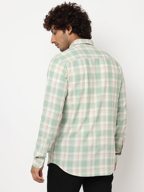 Light Mint Plaid Cotton Shirt - Shirt - 230424667