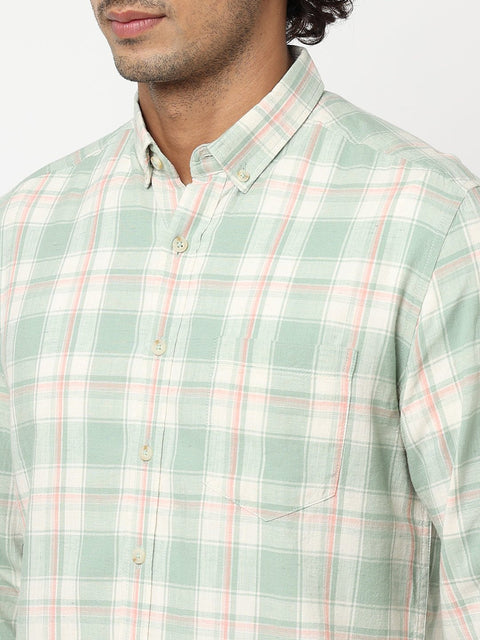 Light Mint Plaid Cotton Shirt - Shirt - 230424667