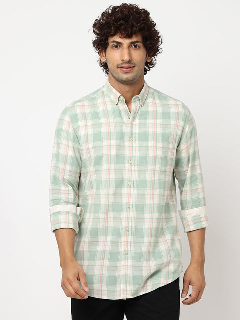 Light Mint Plaid Cotton Shirt - Shirt - 230424667