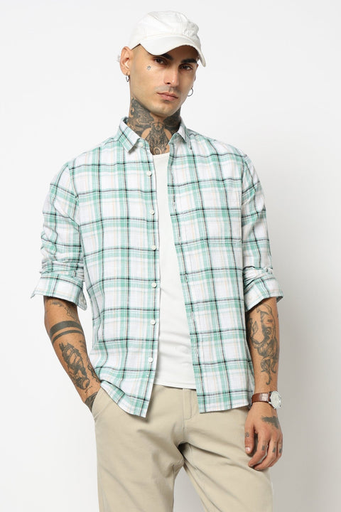 LIGHT MINT WINDOWPANE CHECKERED SHIRT-Shirt - 250731777