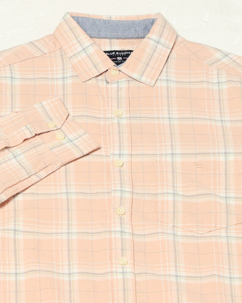 Light Orange Checkered Tailored Fit Shirt - Shirts - 240628185