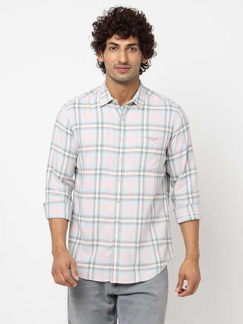 Light Pink Checks Cotton Shirt - Shirt - 230625133