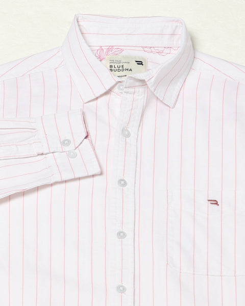 Light Pink Cotton Stripped Shirt - Shirts - 250431133