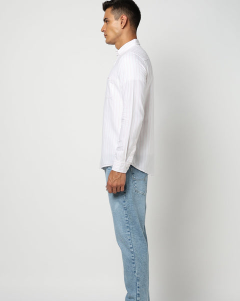 Light Pink Cotton Stripped Shirt - Shirts - 250431133