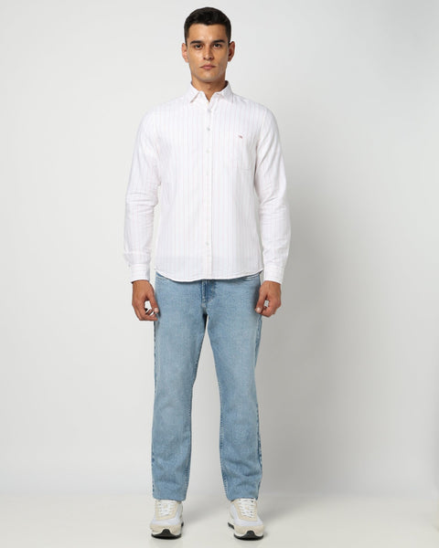Light Pink Cotton Stripped Shirt - Shirts - 250431133