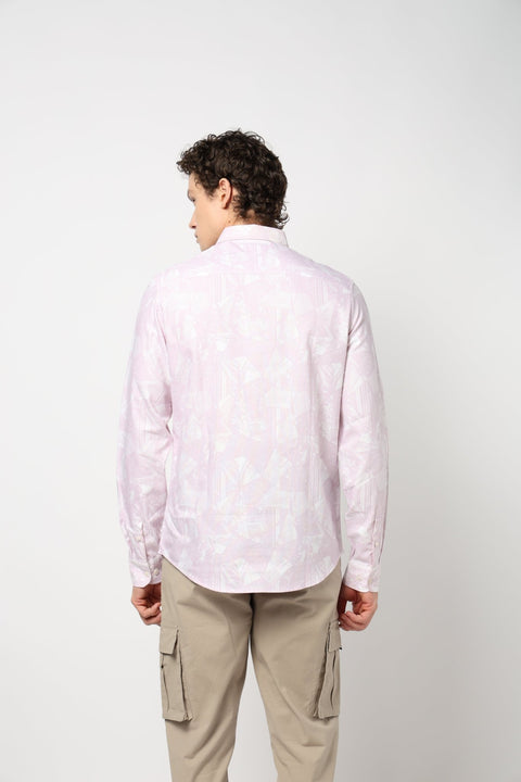 LIGHT PINK PRINT TAILORED MENS SHIRT-Shirt - 240828537