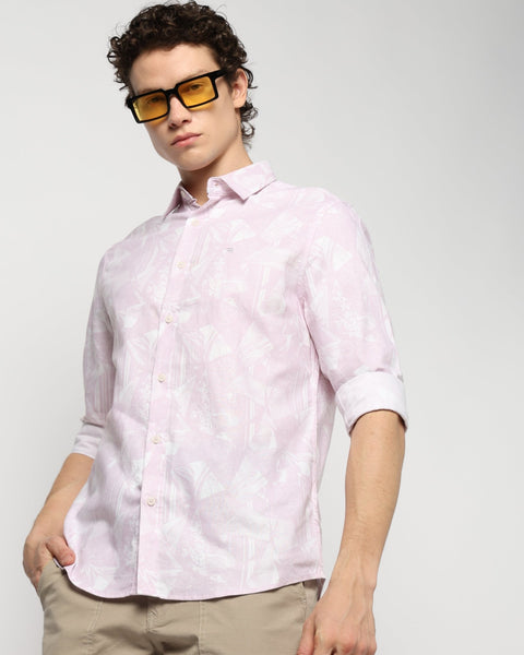 LIGHT PINK PRINT TAILORED MENS SHIRT-Shirt - 240828537