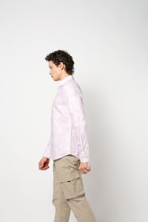 LIGHT PINK PRINT TAILORED MENS SHIRT-Shirt - 240828537