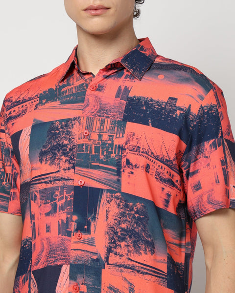 LIGHT RED PRINTED SPORTS MENS SHIRT-Shirt - 230725323