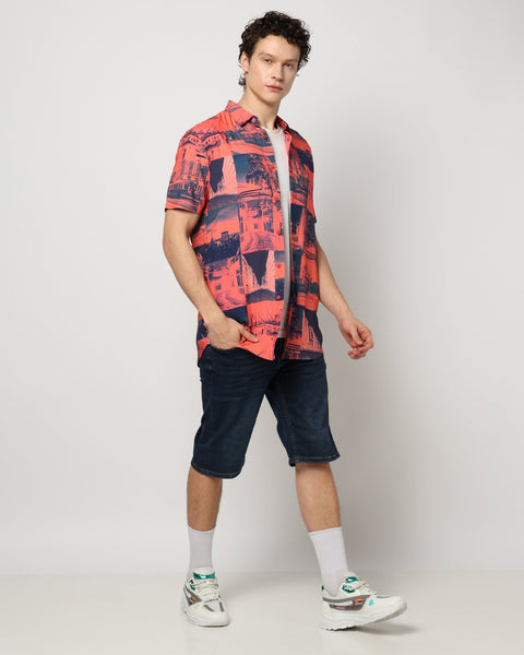 LIGHT RED PRINTED SPORTS MENS SHIRT-Shirt - 230725323