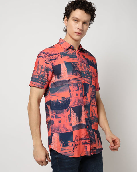LIGHT RED PRINTED SPORTS MENS SHIRT-Shirt - 230725323