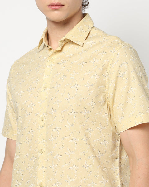 LIGHT YELLOW PRINT TAILORED MENS SHIRT-Shirt - 240728432
