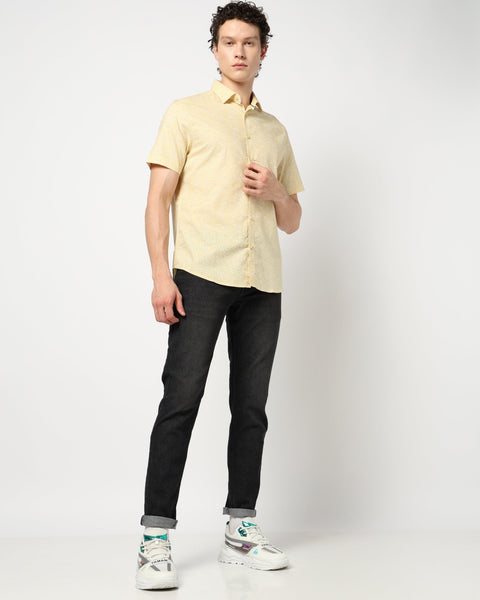 LIGHT YELLOW PRINT TAILORED MENS SHIRT-Shirt - 240728432