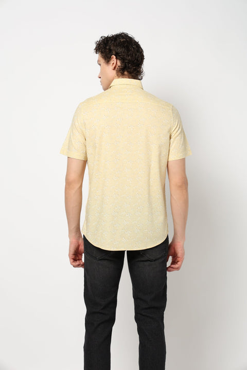 LIGHT YELLOW PRINT TAILORED MENS SHIRT-Shirt - 240728432