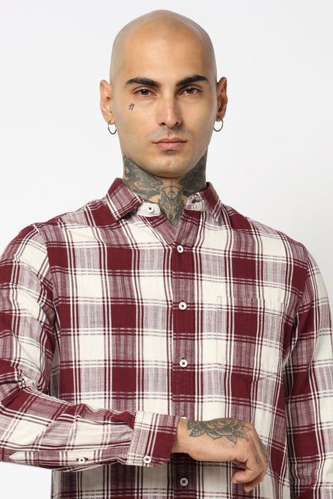 MAROON BUFFALO CHECKERED SHIRT-Shirt - 250731986