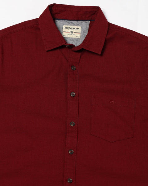 MAROON PLAIN TAILORED MENS SHIRT-Shirt - 240327235