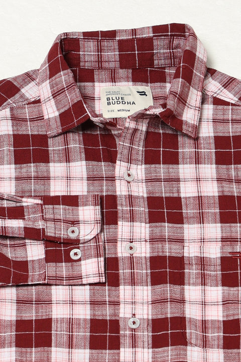 MAROON TARTAN CHECKERED COTTON SHIRT-Shirt - 250731732