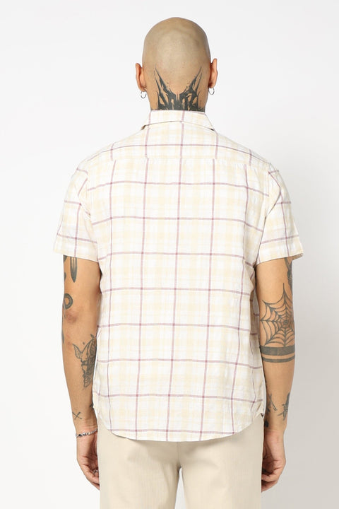 MAROON WINDOWPANE CHECKERED HALF SLEEVE SHIRT-Shirts - 250531268