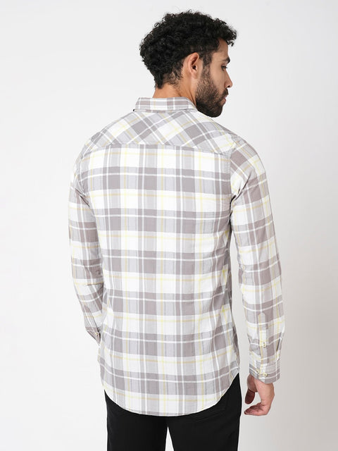 Metal Grey Checks Cotton Shirt - Shirt - 230725283