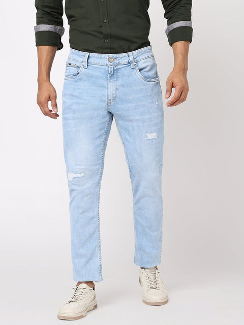 Mid Blue Distressed Jeans - Jeans - 230510406