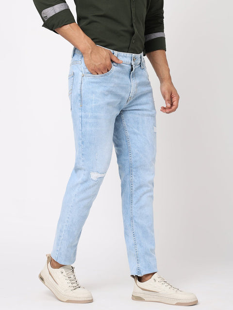 Mid Blue Distressed Jeans - Jeans - 230510406