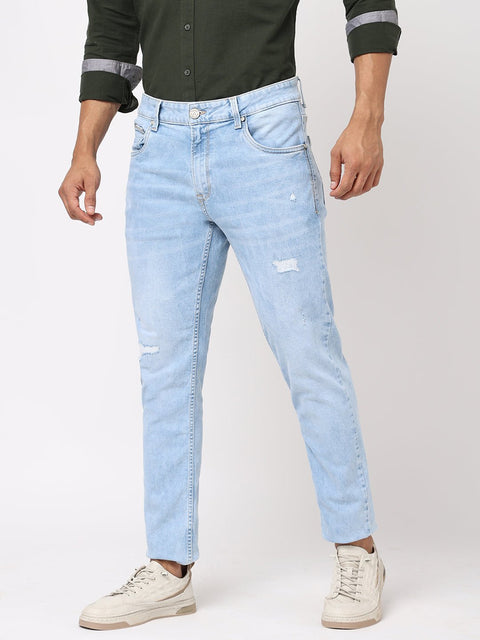 Mid Blue Distressed Jeans - Jeans - 230510406