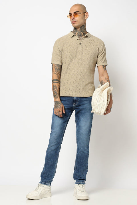 MID BLUE MENS SLIM DENIM - Jeans - 250810548