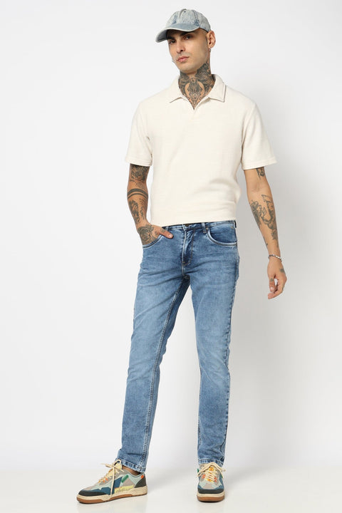 MID BLUE PLAIN SLIM FIT JEANS - Jeans - 250810484