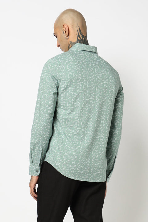 MID TEAL ABSTRACT PRINTED SHIRT-Shirt - 250731832